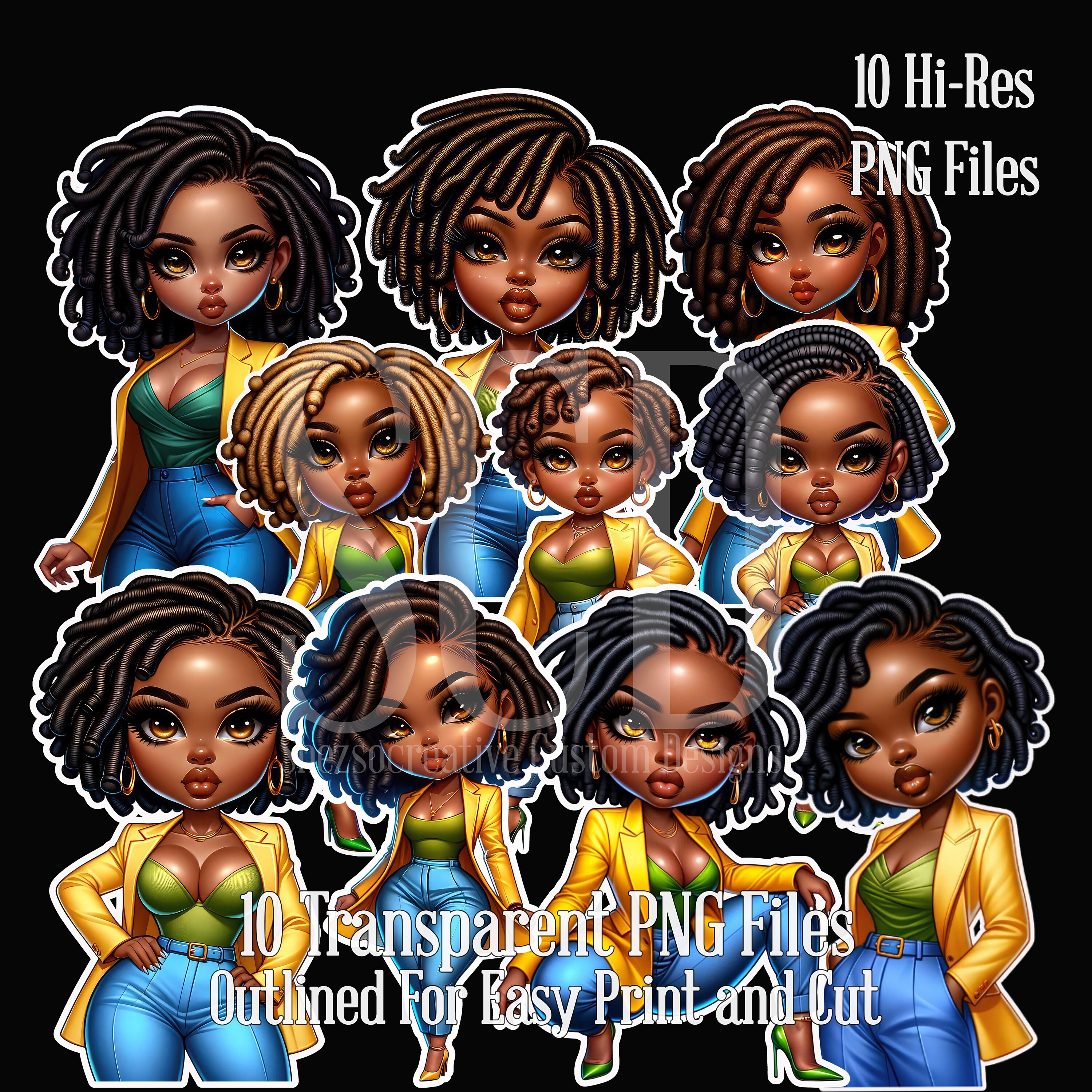 10 African-american Chibi Business Casual Stickers Vol. 1 | High ...