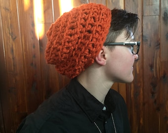Crocheted Beanie, Slouchy hat, cozy warm hat,