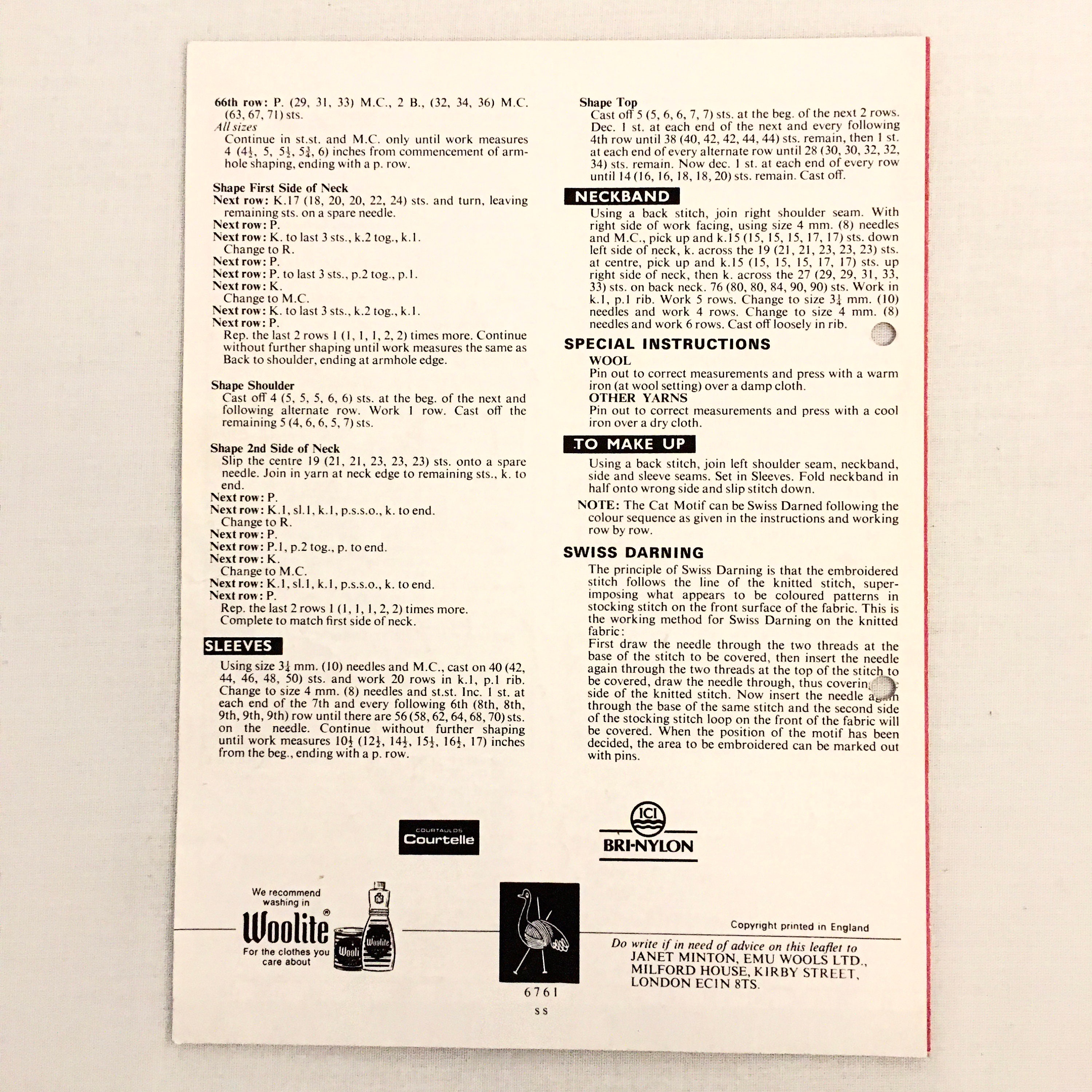 6761 Emu Childrens Double Knitting Kitten Sweater Multi Etsy