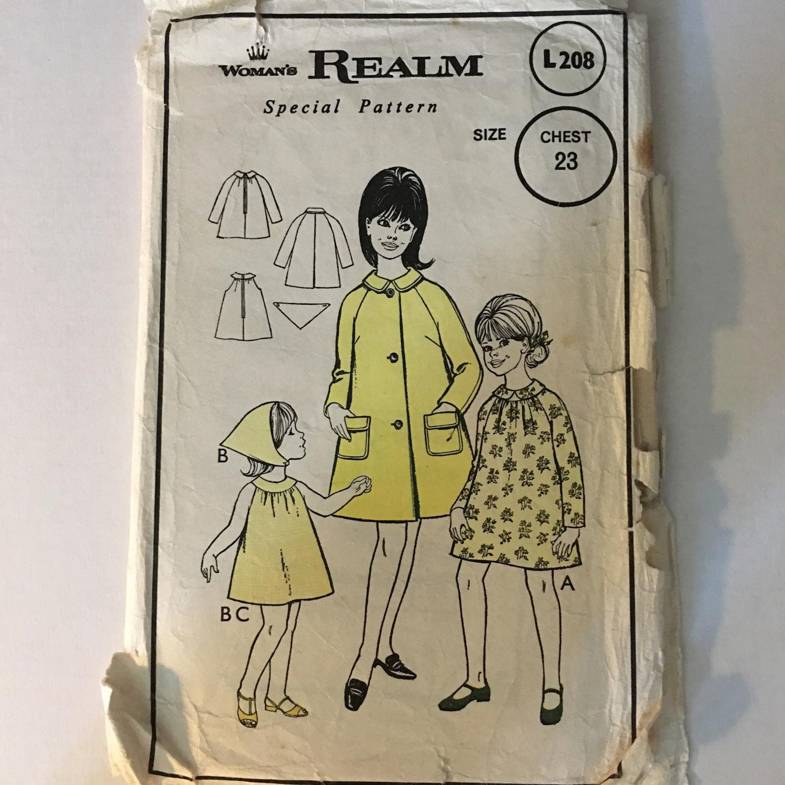 C22 1964 Childrens Vintage Sewing Pattern S2 B21 DRESS & COAT 