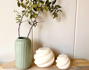Swirl Soy Wax Pillar Candle – Vegan Home Decor, Cotswolds Made