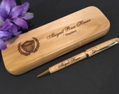 Personalized Wood Desktop Pen Set Professional Gift Engraved Corporate Promotional Gift Nurses Gifts Lawyer Gift Doctors Gift Boss Day Gift