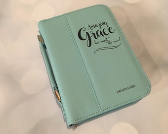 Amazing Grace Bible Case, Faux Leather Bible, Confirmation Gift, Annniversary Bible Gift, Custom Bible Cover
