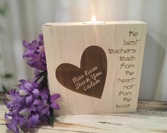 The Best Teachers Teach From The Heart | Personalized Teacher Gift | School Gift| Teacher Retirement | Engraved Candle | Teachers Plant Seed