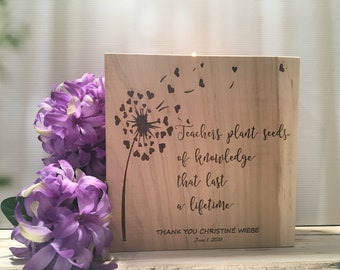 Two Sided Engraved Candle | Personalized Teacher Gift | Teacher Appreciation  Teacher Retirement | Teachers Week Gift