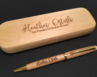 Personalized Wood Desktop Pen Set Professional Gift Engraved Corporate Promotional Gift Nurses Gifts Teacher Gift Doctors Gift Boss Day Gift