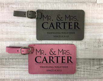 Mr and Mrs, Set Of 2 Luggage Tags, Personalized Luggage Tags, Gift For Couples, Bridal Shower Gift, Bride And Groom Gift, Honeymoon Gift