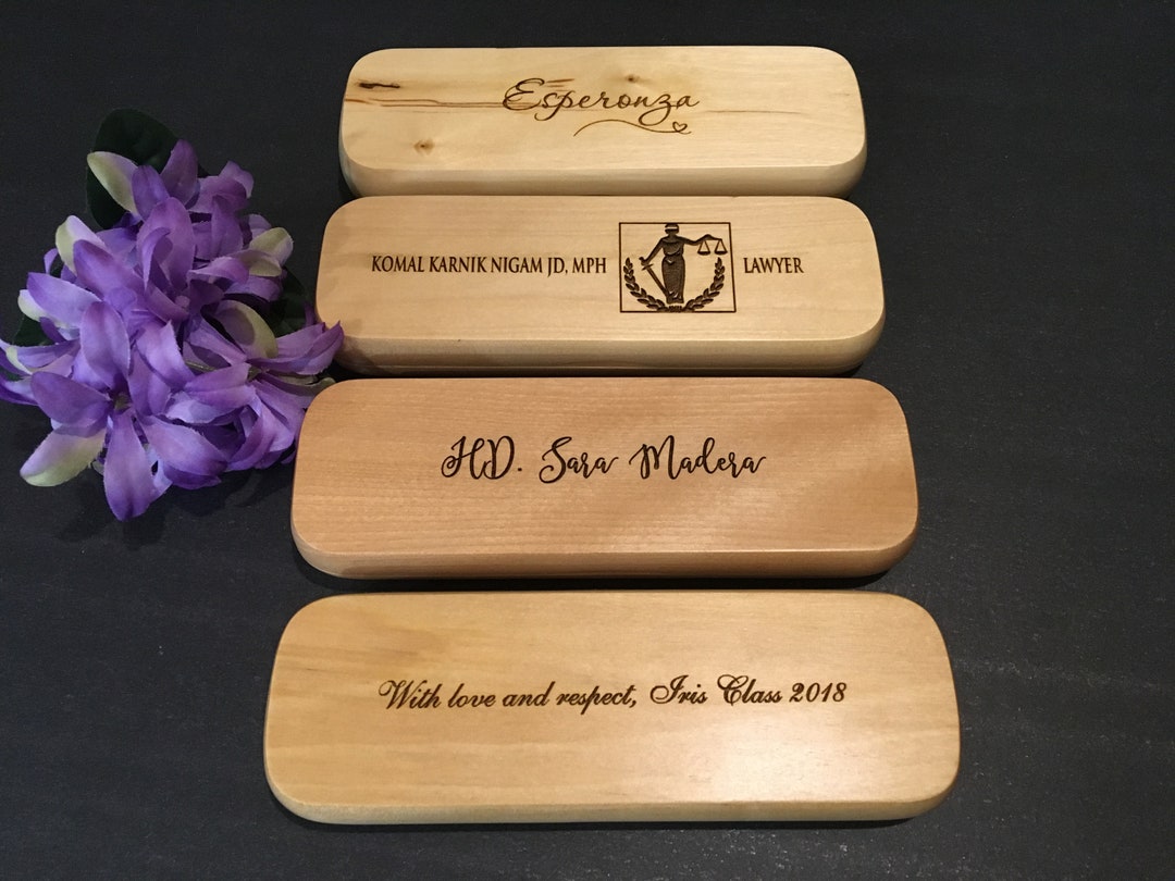 Personalized Wood Desktop Pen Set Professional Gift Engraved Corporate ...