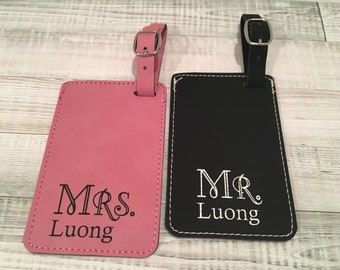 Etiquetas de viaje, CONJUNTO DE DOS etiquetas de equipaje personalizadas, regalo para parejas, etiqueta de equipaje, regalo de novia y novio, etiqueta de nombre