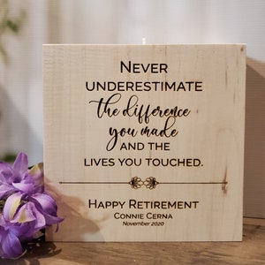 Never Underestimate The Difference You Made Retirement Gift For Women Personalized Teacher Gift Teacher Retirement Gifts for Teacher image 1