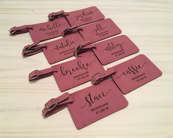 Brautjungfer Set von 8, personalisierte Brautjungfer Gepäckanhänger, Hochzeitsgesellschaft, Hochzeitsfeier, Trauzeugin, Kofferanhänger, Ziel Hochzeit Tags