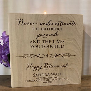 Never Underestimate The Difference You Made Retirement Gift For Women Personalized Teacher Gift Teacher Retirement Gifts for Teacher image 2