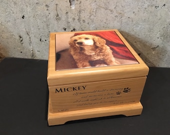 Personalized Dog Memorial Urn Pet Urn Cremation Dog Urn Custom Cat Urn Pet Photo Memorial Gifts Pet Memorial Box Large Wooden Urn For Ashes