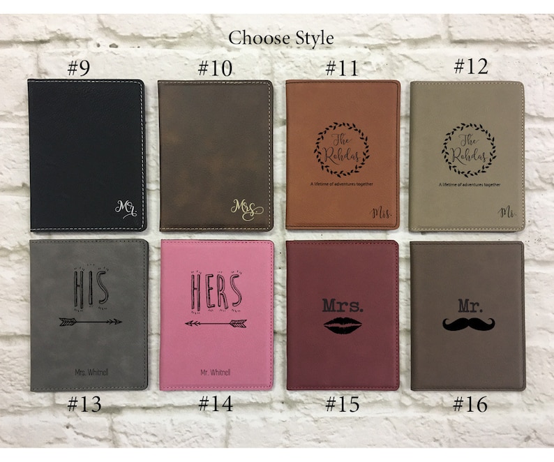 Wedding Gift His and Hers Personalized Passport Cover Holder Passport Wallet Mr & Mrs Gift Destination Wedding Honeymoon Gift Couples Gift image 5