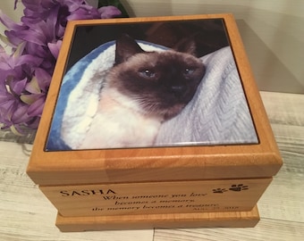 Personalized Cat Memorial Urn Pet Urn Cremation Dog Urn Custom Cat Urn Pet Photo Memorial Gifts Pet Memorial Box Large Wooden Urn For Ashes