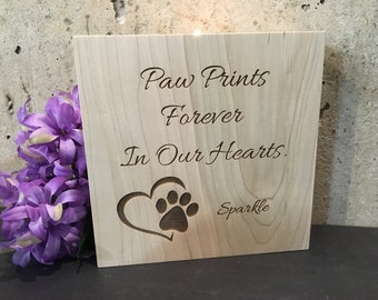 Paw Prints Forever In Our Hearts, Memorial Gift, In Memory of Dog, Gift For Pet Loss, Dog Memorial Gift, Loss of Dog, Dog Loss Keepsakes
