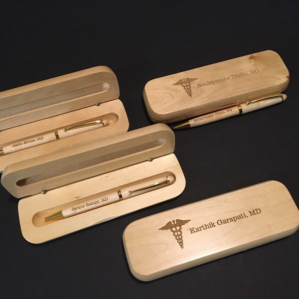 Juego de bolígrafos de madera personalizados para escritorio, regalo profesional, estuche para bolígrafos corporativo grabado, regalos para enfermeras, regalo de graduación de la facultad de medicina, regalo para médicos