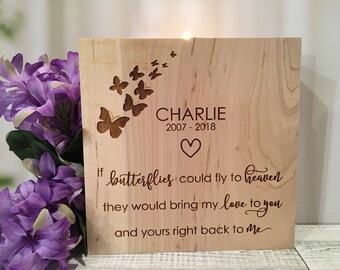 Butterfly Memorial Candle, In Memory of Sympathy Gift, In Loving Memory, Sympathy Gift, Custom Wood Rememberance Candle, Gift For Couples