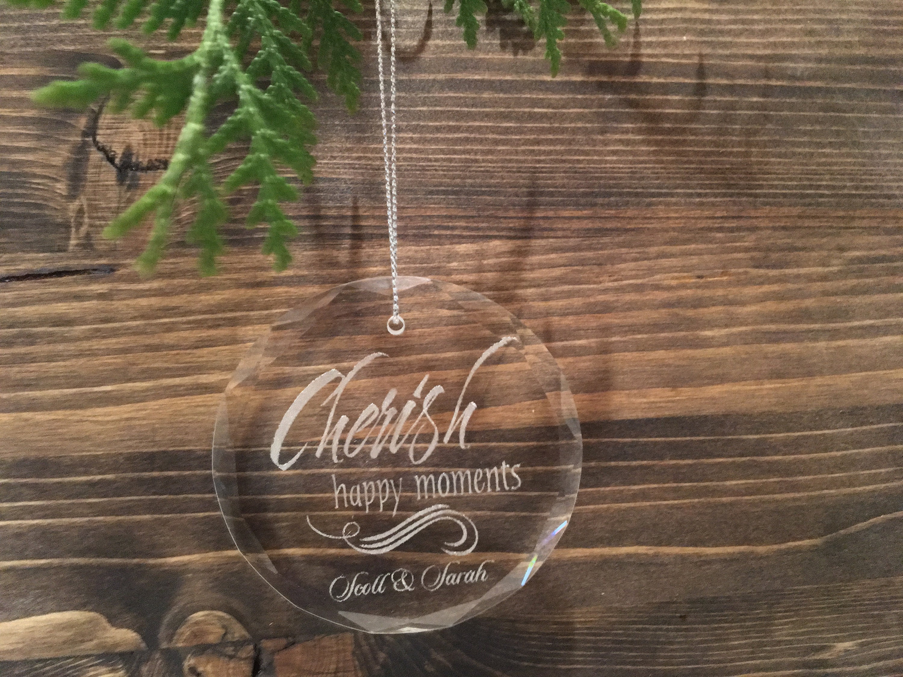 Personalized Engraved Glass Ornament Christmas Tree Etsy
