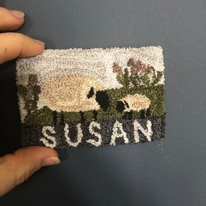 Lamb & Ewe Punch Needle Name Tag