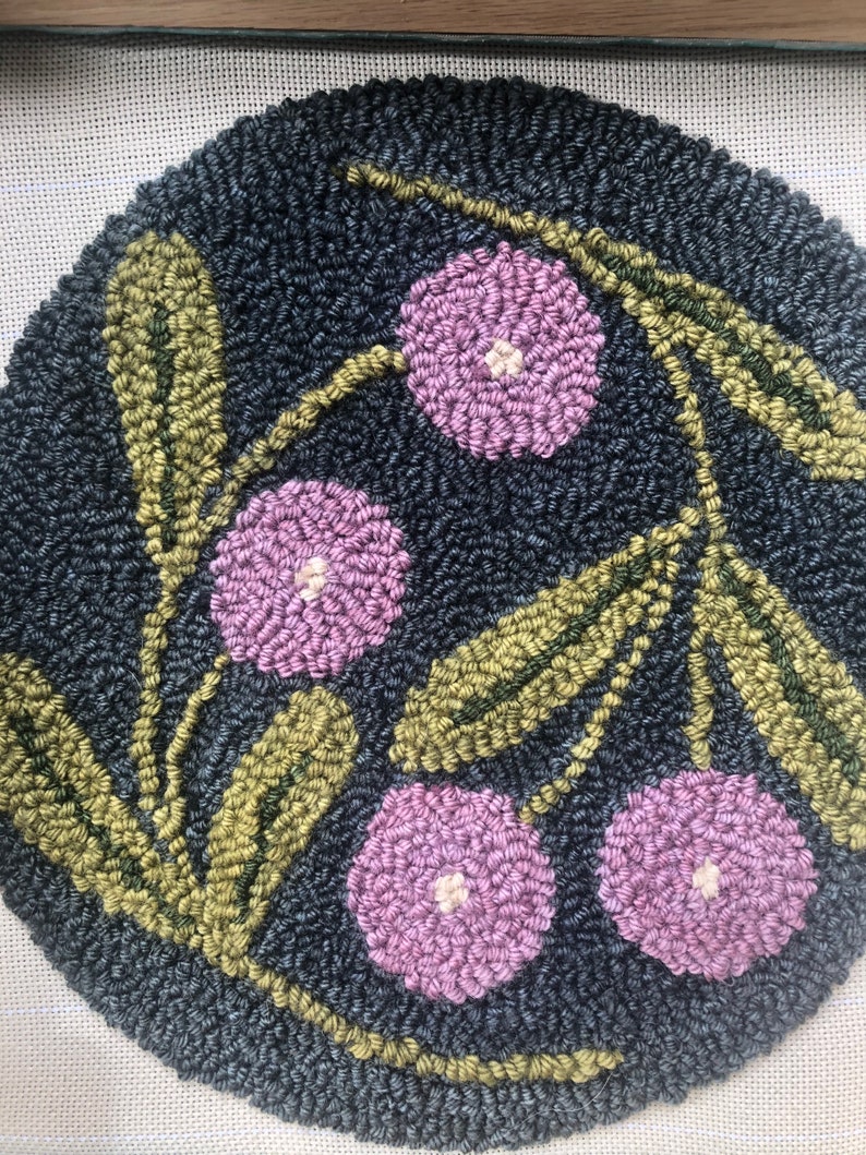 Round Flowers Punch Needle Rug Hooking Pattern Drawn on Etsy
