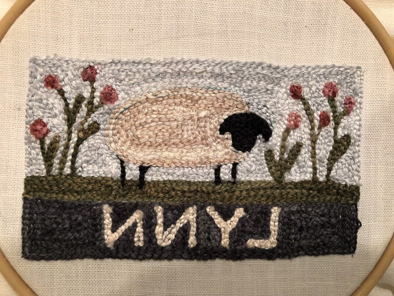 Sheep Punch Needle Name Tag Etsy