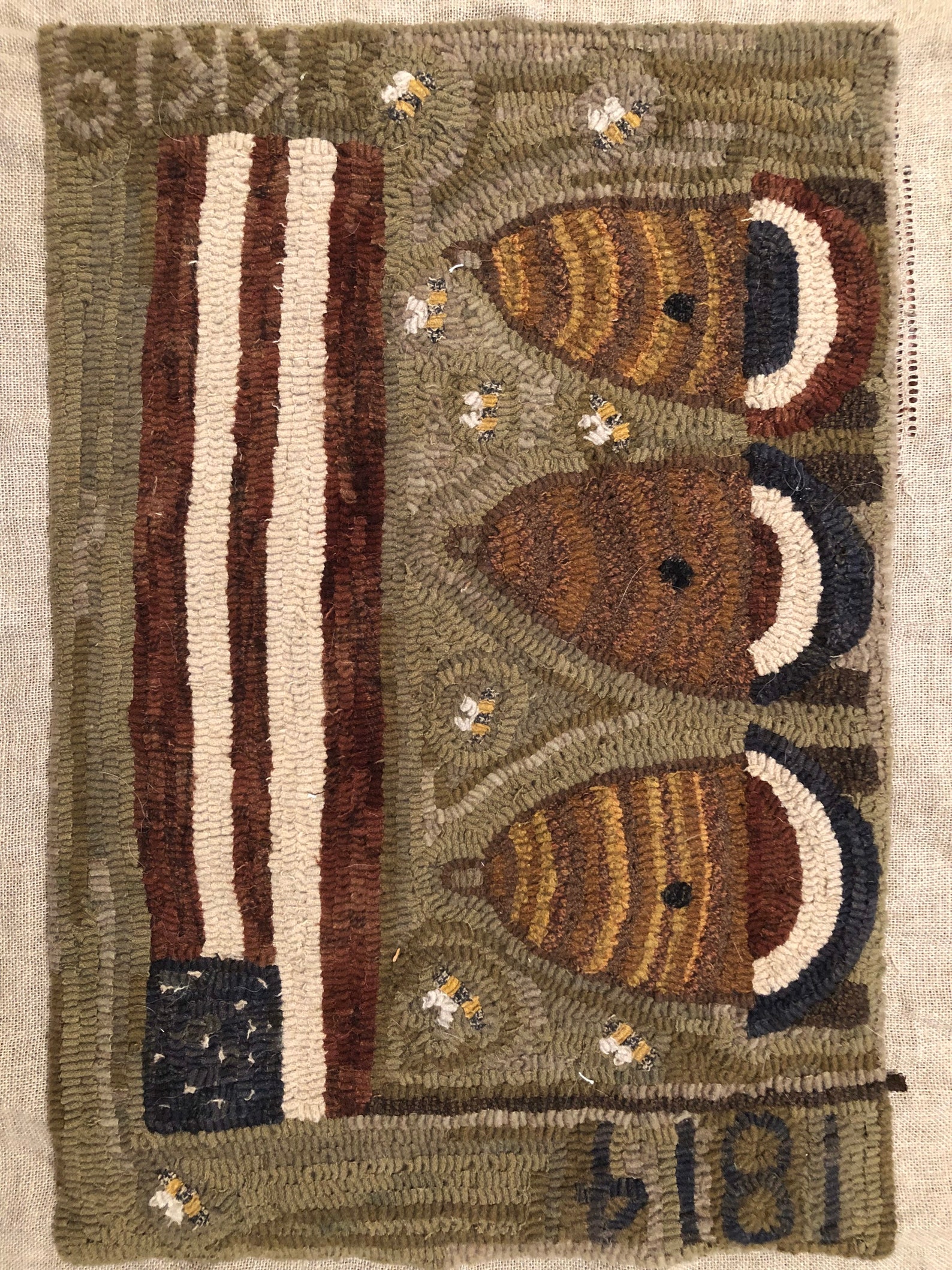 1814 Bee Skeps Rug Hooking Pattern Hand Drawn on Linen - Etsy