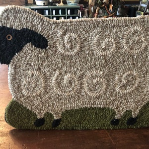 Sheep in the Meadow Rug Hooking Pattern on Linen