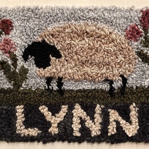 Sheep Punch Needle Name Tag