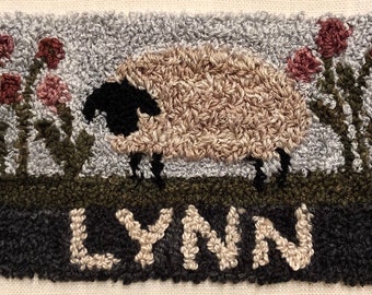 Sheep Punch Needle Name Tag