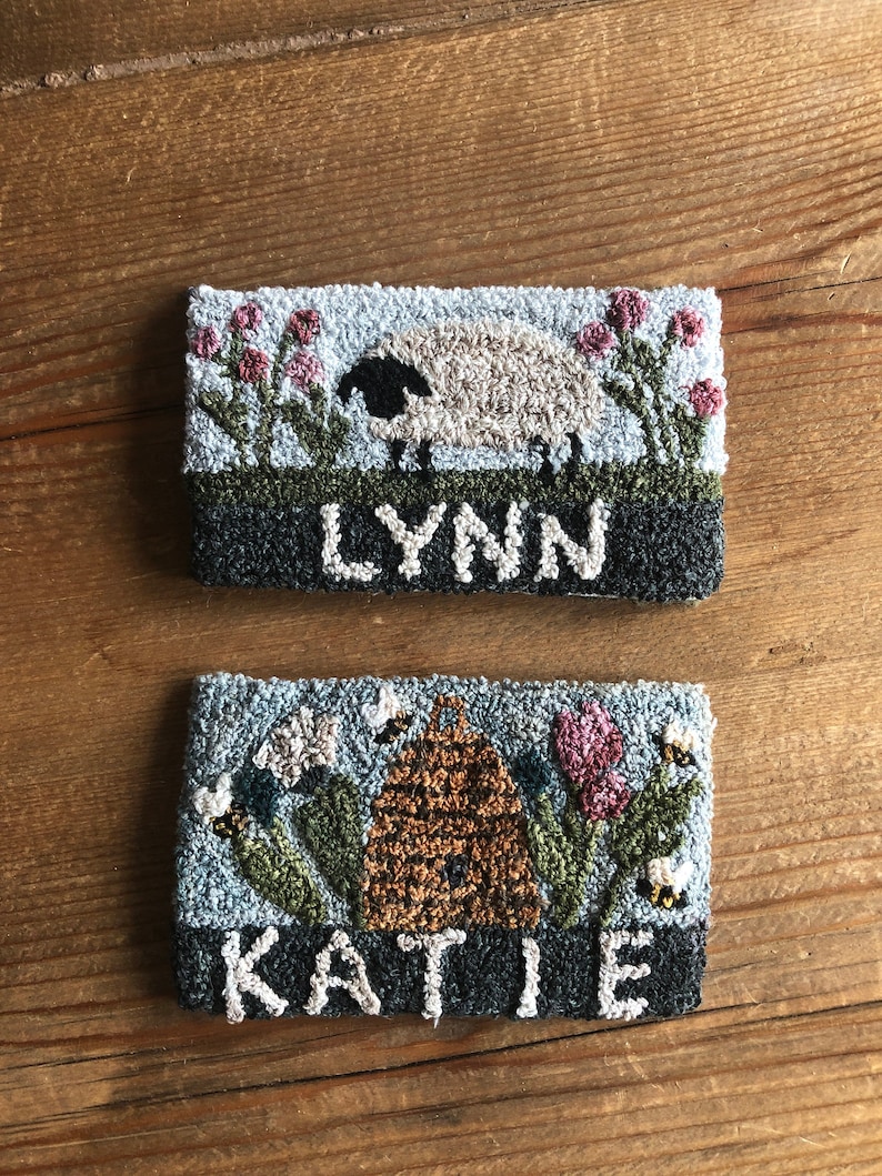 Sheep Punch Needle Name Tag Etsy