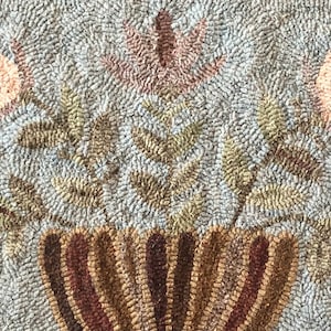 Flower Urn Rug Hooking Pattern on Linen