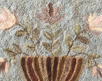 Blumen Urnenteppich Hooking Pattern auf Leinen