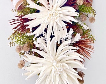 White Swag, Modern Home Swag, Desert Zinnia Swag, Front Door Wreath, Ritzy Glitzy Wreaths Designer Swag