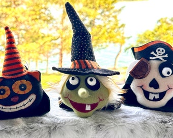 Halloween ornaments, Oct 31 Ornaments, Witch Ornament, Pirate ornament, Pumpkin Ornament, Cat Ornament