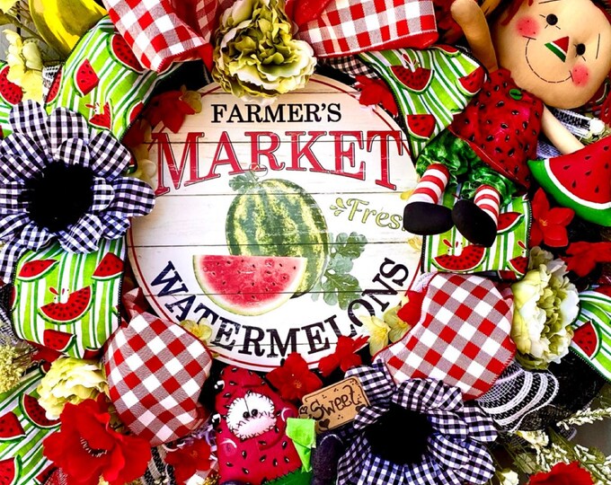 Summer watermelon wreath, door wreath, Summer Decor, summer swag, Summertime wreath, Summer door wreath, ritzy glitzy wrea