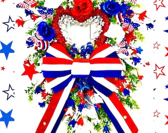 Patriotic Wreath, Patriotic Wreaths, 4th of July Wreath, Americana Wreath, Memorial Day Wreath, Independence Day Wreath, USA Wreath