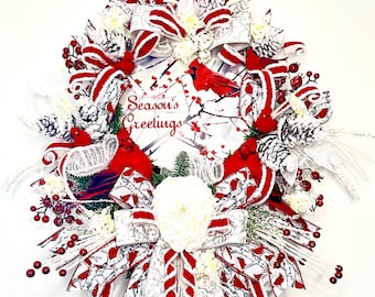 cardinals wreath, Christmas Wreath, Christmas Swag, Winter Door Wreath, Ritzy Glitzy Wreaths,  Farmhouse Wreaths, Winter Wreaths