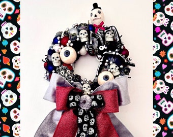 Halloween Wreath, Sugar Skull Wreath, Dia de los Muertas wreath, Day of the Dead Wreath, Skull Wreath, Skeleton Wreath, 31 Oct