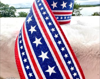 Patriotic Ribbon, Americana ribbon, star ribbon, patriotic decor, red white and blue, Americana Ribbons,