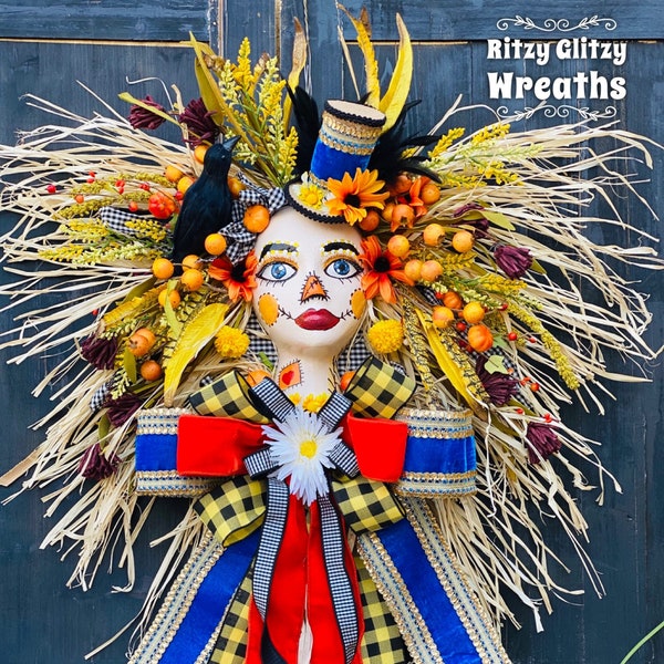 Ritzy Glitzy Wreaths Fall Scarecrow, mannequin decor, Fall wreath, Scarecrow Decor, Fall Decor, Fall Wall Decoration, fall swag, wreath