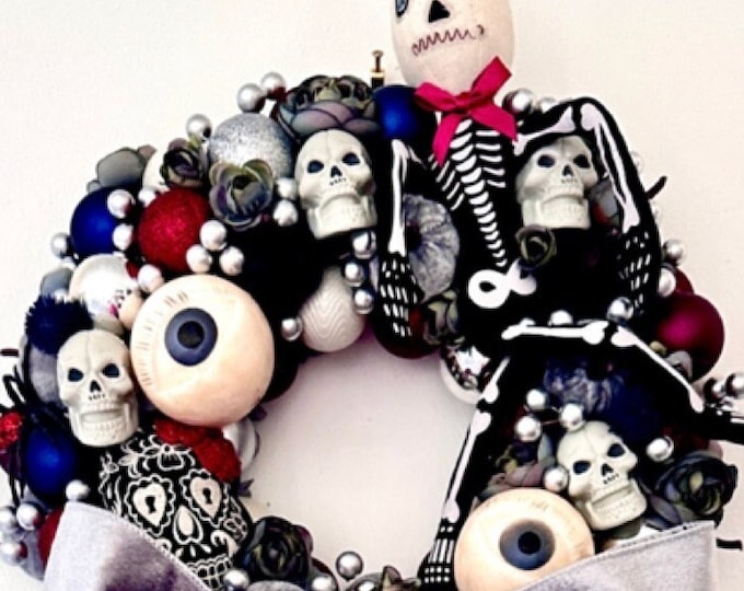 Halloween Wreath, Sugar Skull Wreath, Dia de los Muertas wreath, Day of the Dead Wreath, Skull Wreath, Skeleton Wreath, 31 Oct