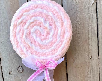 Fabric frosting lollipop, pink lollipop, lollipop decor, candy decor, Christmas decor, holiday decor, holiday decor