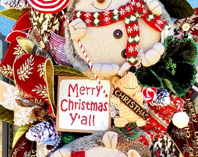 Ritzy Glitzy Wreaths Hedgehogs Wreath, hedgehogs swag, winter door swag, Christmas swag, Christmas Hedgehogs door wreath decor