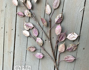 Purple lavender Lunaria floral leaves, Farrisilk floral, lavender leopard Lunaria floral, lavender leaves