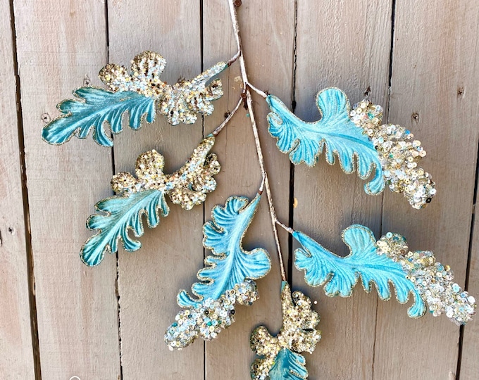 Blue velvet acanthus, blue winter velvet leaves, blue sequins acanthus flowers,  velvet blue floral