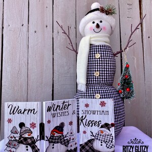 Warm winter wishes snowman kisses sign, snowman folding sign, snowman sign image 2