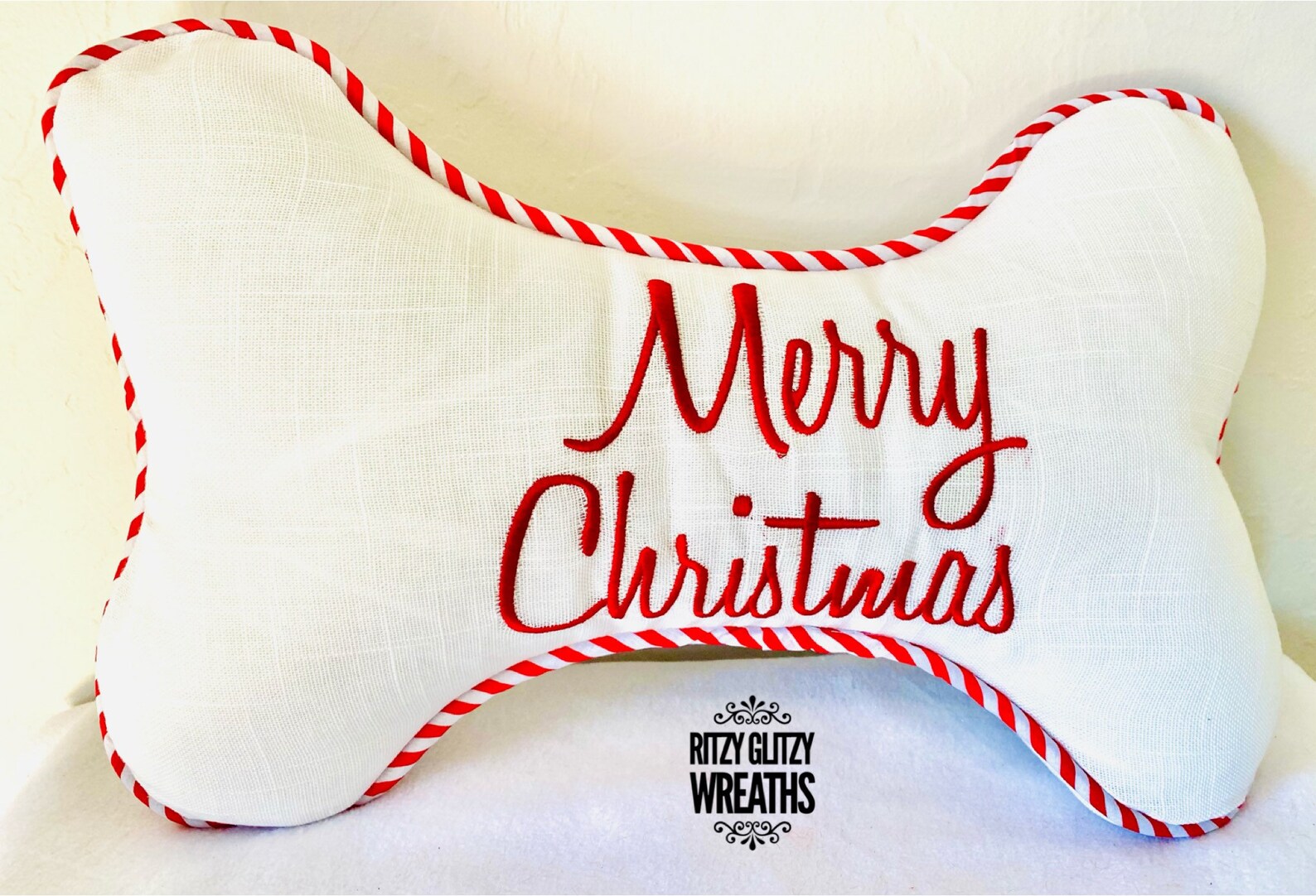 Dog Bone Pillow Merry Christmas Dog Bone Pillow Merry Etsy