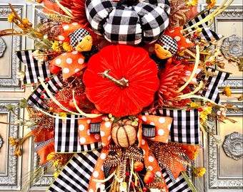 Fall Swag, Autumn Swag, Fall Wreath, Fall Decor, Autumn Wreath, Autumn Decor, Harvest Wreath, Crow Wreath, Thankful Wreath
