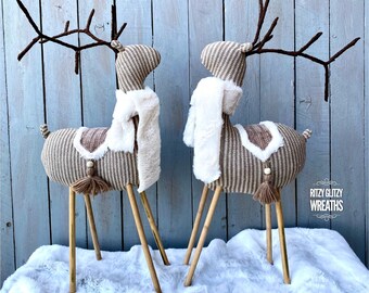 Reindeer tan, deer decor, winter deer decor, wreath accent